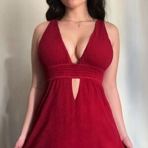 Deep Red Double Slit Maxi Dress